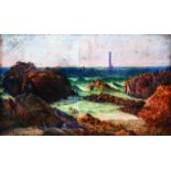 Le Phare Auberville - La Hague- huile sur toile VERS 1900 Huile sur Toile Signée / Oil on Canvas