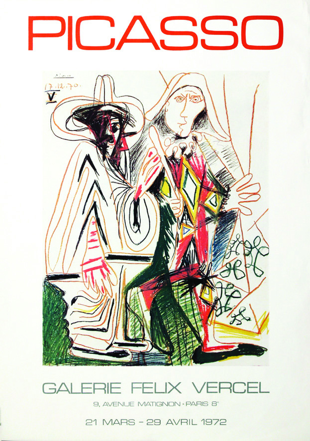 Picasso 1970 PICASSO PABLO Galerie Felix Vercel. Paris. 1972. Musin 1 Affiche Non-Entoilée /