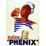 Bière Phénix vers 1930 DUPIN LEON Joseph Charles Paris Affiche entoilée ( Entoilage Ancien ) /