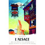 Visitez L'Alsace 1958 ABEL Publicité S. J Paris Affiche entoilée/ Poster on Linnen T.B.E. A - 100
