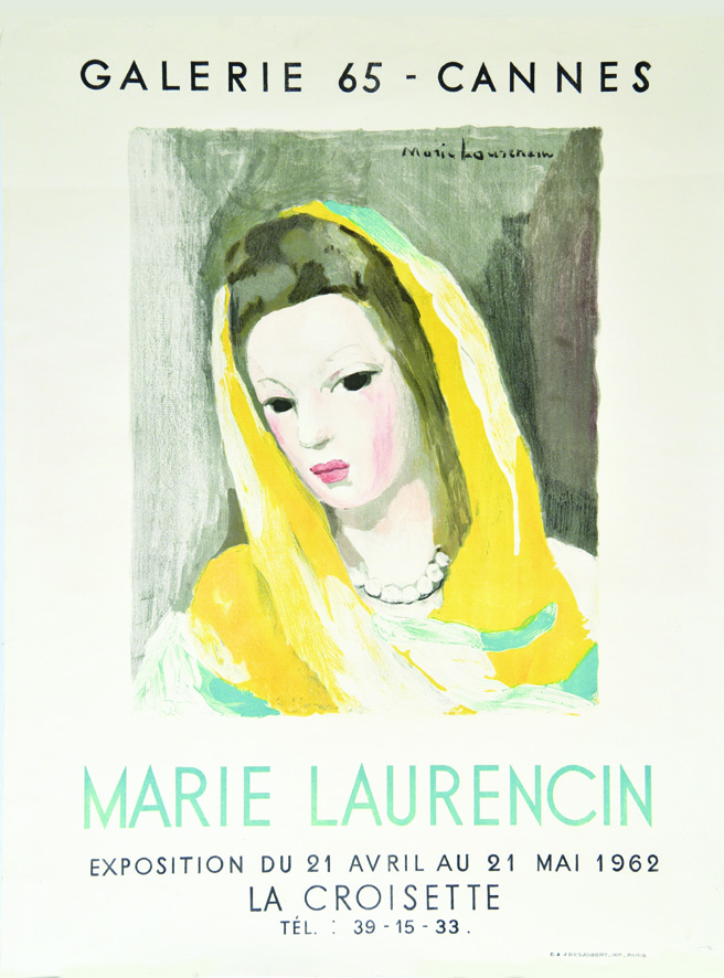 Marie Laurencin - Galerie 65 Cannes 1962 LAURENCIN MARIE Desjobert Paris 1 Affiche Non-Entoilée /