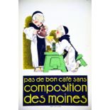 Café des Moines vers 1930 VINCENT RENE Jombart Frères Lille - Paris 1 Affiche Non-Entoilée /