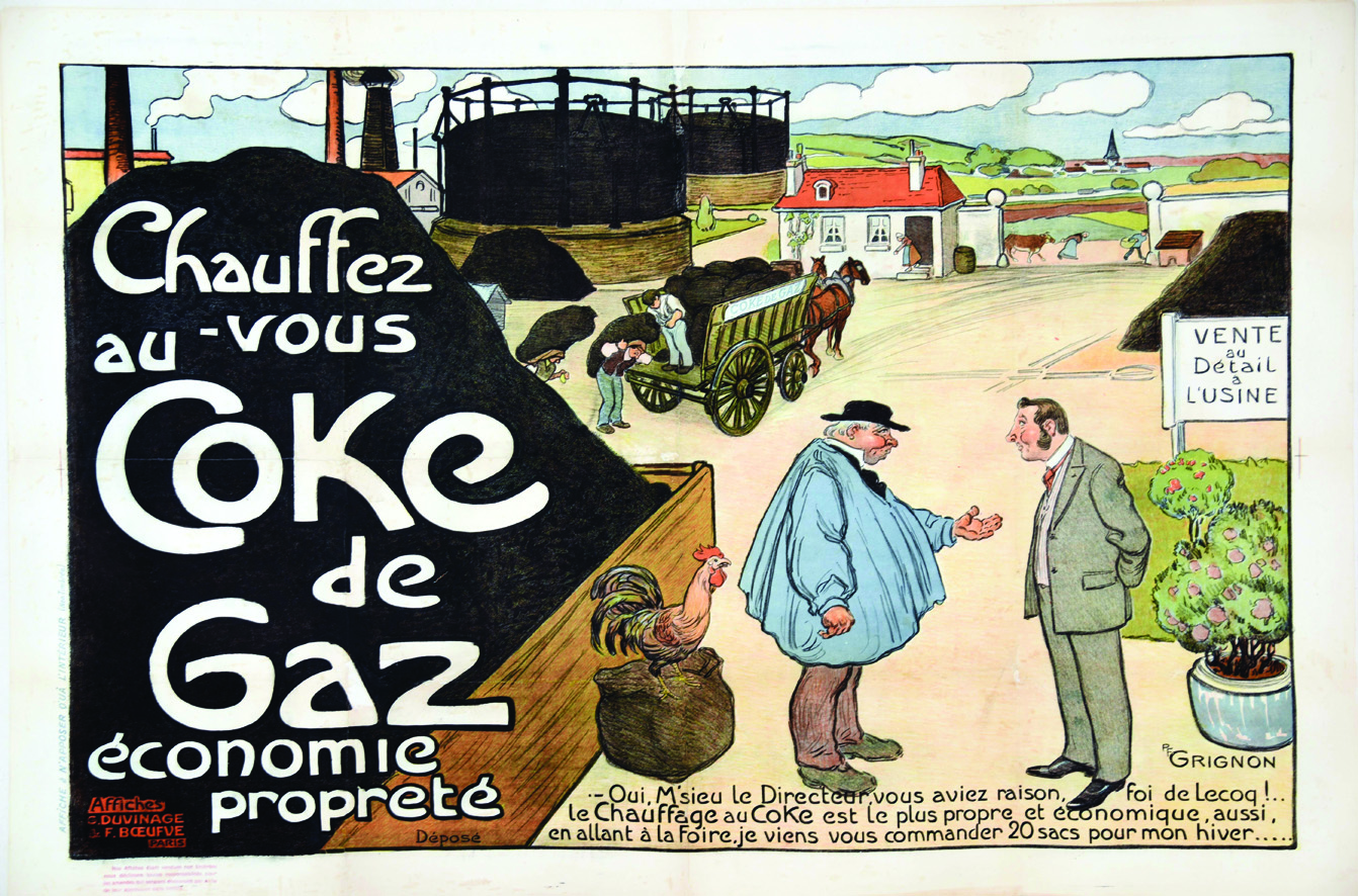 Chauffez vous au Coke de Gaz VERS 1900 GRIGNON PF C. Duvignage & F. Boeufve Paris Affiche