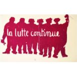 La lutte continue 1968 Beaux Arts Affiche entoilée/ Poster on Linnen B.E. B + plis, & manque , trous