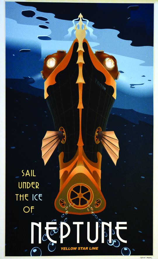 Neptune sail under the Ice affiche signée par Steve Thomas vers 2000 THOMAS STEVEN 1 Affiche Non-