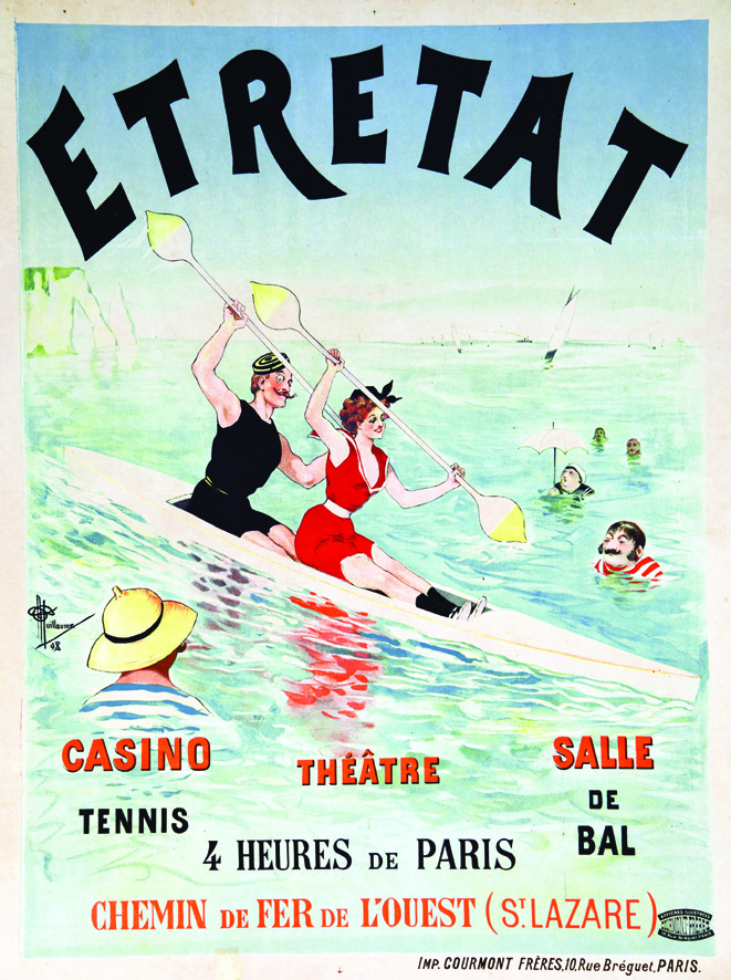Etretat 1898 GUILLAUME Courmont Frères Paris Affiche entoilée/ Poster on Linnen T.B.E. A - 78 x 61
