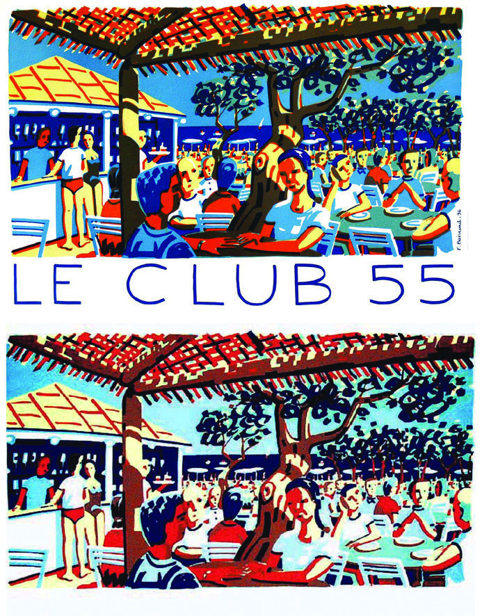 Saint Tropez - Le Club 55 - Ramatuelle - Plage de Pampelone affiche & Litho signée & N° 13/200