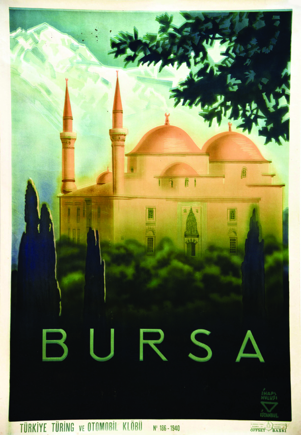 Bursa - Tûrkiye Tûring ve Otomobil Klöbü 1940 HULUSI IHAPI Offset Baski 1 Affiche Non-Entoilée /