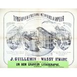 J. Guillemin Typographie & Lithographie Mécaniques à Vapeur vers 1860 Wassy - ( Haute Marne ) J.