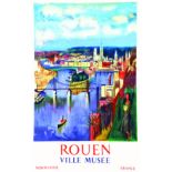 Rouen Ville Musée - très rare vers 1950 AUJAME Mourlot Paris Affiche entoilée/ Poster on Linnen T.