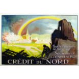 Crédit du Nord vers 1920 CARLU Pour la Renaissance de notre Pays. Devambez Paris Aff. Entoilée. /