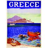 Aegean Seacoasts 1948 TEUW Aspioti Elka Affiche entoilée/ Poster on Linnen T.B.E. A - 80 X 59,5 cm