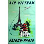 Air Vietnam - Saïgon - Paris 1955 Affiches Gailllard Paris 1 Affiche Non-Entoilée / Poster on