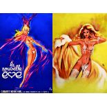 La Nouvelle Eve & Danseuse des Folies Bergères : Lot de 2 affiches entoillées vers 1970 OKLEY Ets.