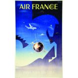 Dans tous les ciels 1951 VILATO BADIA Perceval Paris Affiche entoilée/ Poster on Linnen B.E. B +