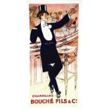 Champagne Bouché Fils & co vers 1900 SYLVESTRE L. La Lithographie Parisienne Paris Affiche entoilée/