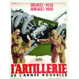 L'Artillerie de l'Armée Nouvelle SOGNO Planche d'imprimerie non coupée comprenant 6 affiches. Mont-