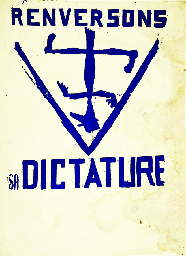 Renversons sa Dictature 1968 Affiche entoilée/ Poster on Linnen B.E. B + salissures & taches d'