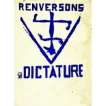Renversons sa Dictature 1968 Affiche entoilée/ Poster on Linnen B.E. B + salissures & taches d'