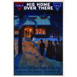 YMCA - YWCA - His home over there 1918 ALBERT HERTER Affiche Entoilée. / Poster on linen B.E. B +