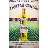 Château Caillou Sauterne Barsac vers 1900 Coupeaud & Barrière Bordeaux Affiche entoilée/ Poster on