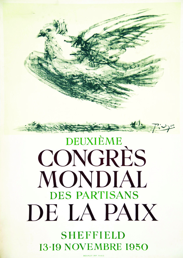 Deuxième Congrès Mondial de la Paix Sheffield Rare 1950 PICASSO PABLO Mourlot Paris 1 Affiche Non-