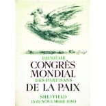 Deuxième Congrès Mondial de la Paix Sheffield Rare 1950 PICASSO PABLO Mourlot Paris 1 Affiche Non-