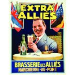 Extra Alliés - Brasserie des Alliés vers 1918 Affiche entoilée/ Poster on Linnen B.E. B + Bel aspect