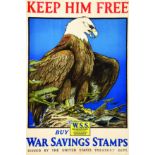 Keep Him Free ( L'Aigle Américain ) 1917 LIVINGSTON BULL CHARLES Ketterlinus Philadelphia Affiche