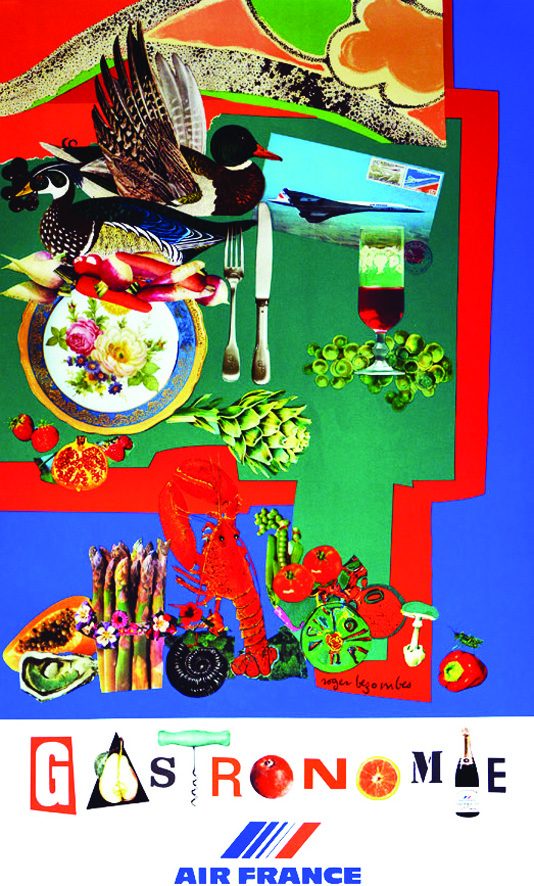 Gastronomie Air France 1981 BEZOMBES ROGER Mourlot Paris 1 Affiche Non-Entoilée / Poster on Paper