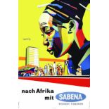 Sabena - Nach Afrika Vers 1960 EYNDEG VD. Linsmo Bruxelles Aff. Entoilée. / Poster on Linen B.E. B +