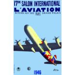 17eme Salon International de l'Aviation 1946 1946 COLIN PAUL Courbet Paris Affiche Entoilée / Poster