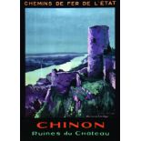 Chinon - Ruines du Château 1927 LAVALLEY GERMAINE Daude Paris 1 Affiche Non-Entoilée / Poster on