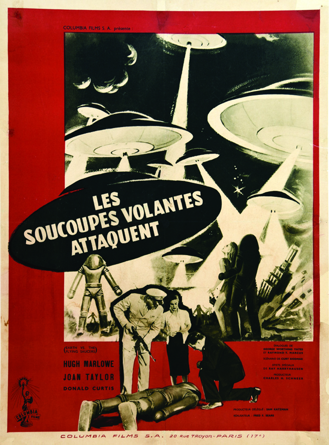 Les Soucoupes Volantes attaquent vers 1950 I.C.P Paris Affiche entoilée/ Poster on Linnen B.E. B -