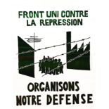 Front Uni contre la repression 1968 1 Affiche Non-Entoilée / Poster on Paper not lined B.E. B +