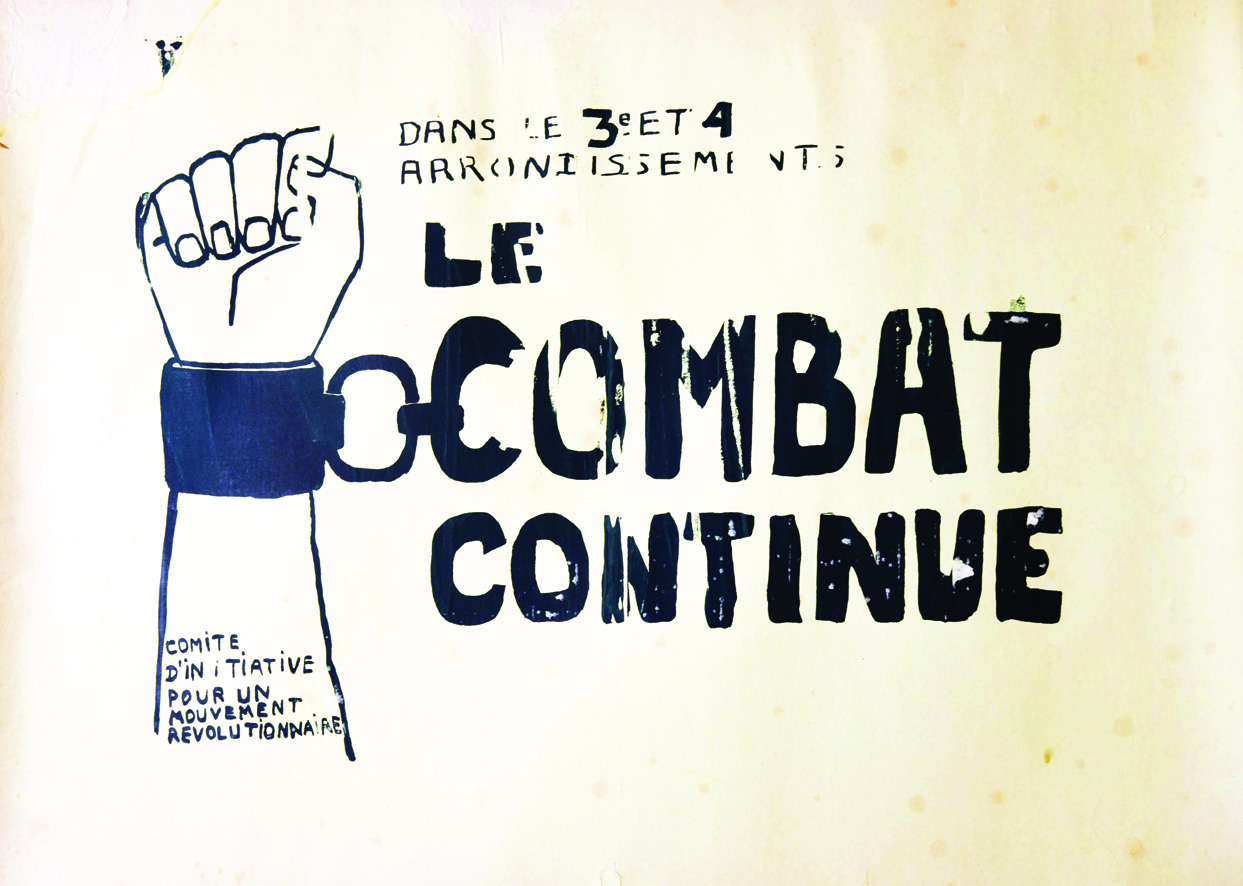 Le Combat continue 1968 Aff. Entoillée / Poster on Linnen B.E. B + Taches d'humidité. Déchirures