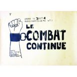 Le Combat continue 1968 Aff. Entoillée / Poster on Linnen B.E. B + Taches d'humidité. Déchirures