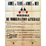 Ordre de Mobilition Générale en blanc ( Imprimé en 1904!! ) Rare 1904 Imprimerie Nationale 1 Affiche