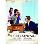 Société Générale Cents ans de bons conseils gouache signée Couronne 1964 COURONNE Gouache signée /