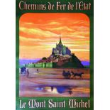 Le Mont Saint Michel 1922 HILLAIRE ANDRE Joseph Charles Paris Affiche Entoilée. / Poster on linen