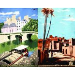 lot de 9 Affiches Tai : Taourirt (5) & Paris le Pont Neuf ( 4) vers 1950 MELLA TONI Darboy Paris Lot