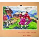 Costume de Chablais Gouache signée Charles Homualk vers 1930 HOMUALK CHARLES Gouache signée en bas à