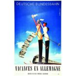 Vacances en Allemagne - Chemin de Fer Fédéral Allemand vers 1950 MODLICH Tiefdruck Bruckmann München