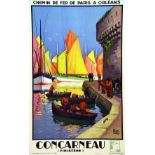 Concarneau 1933 ALO Lucien Serre & Cie Paris Affiche entoilée/ Vintage Poster on Linnen T.B.E. A -