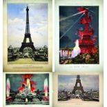 Lot de 4 Aff Exposition Universelle 1889 1889 Lot de 4 affiches Non Entoilées / lot of 4 Posters not