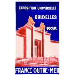 France Outremer- Exposition Universelle Bruxelles 1935 VE Lucien Serre & Cie Paris 1 Affiche Non-