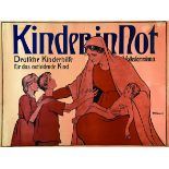 Kinder in Not vers 1917 STASSEN F Affiche entoilée/ Vintage Poster on Linnen B.E. B + / folds,