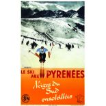 Ski aux Pyrénées 1937 GORDE GASTON Mayeur Paris Affiche entoilée/ Vintage Poster on Linnen B.E.