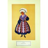 Jeune Femme de la Châtre - Le Berry vers 1900 Lithographie en Couleurs / Vintage Lithograph in