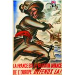 La France est le Bastion avancé de l'Europe, Défends là ! vers 1943 ATS Paris 1 Affiche Non-Entoilée